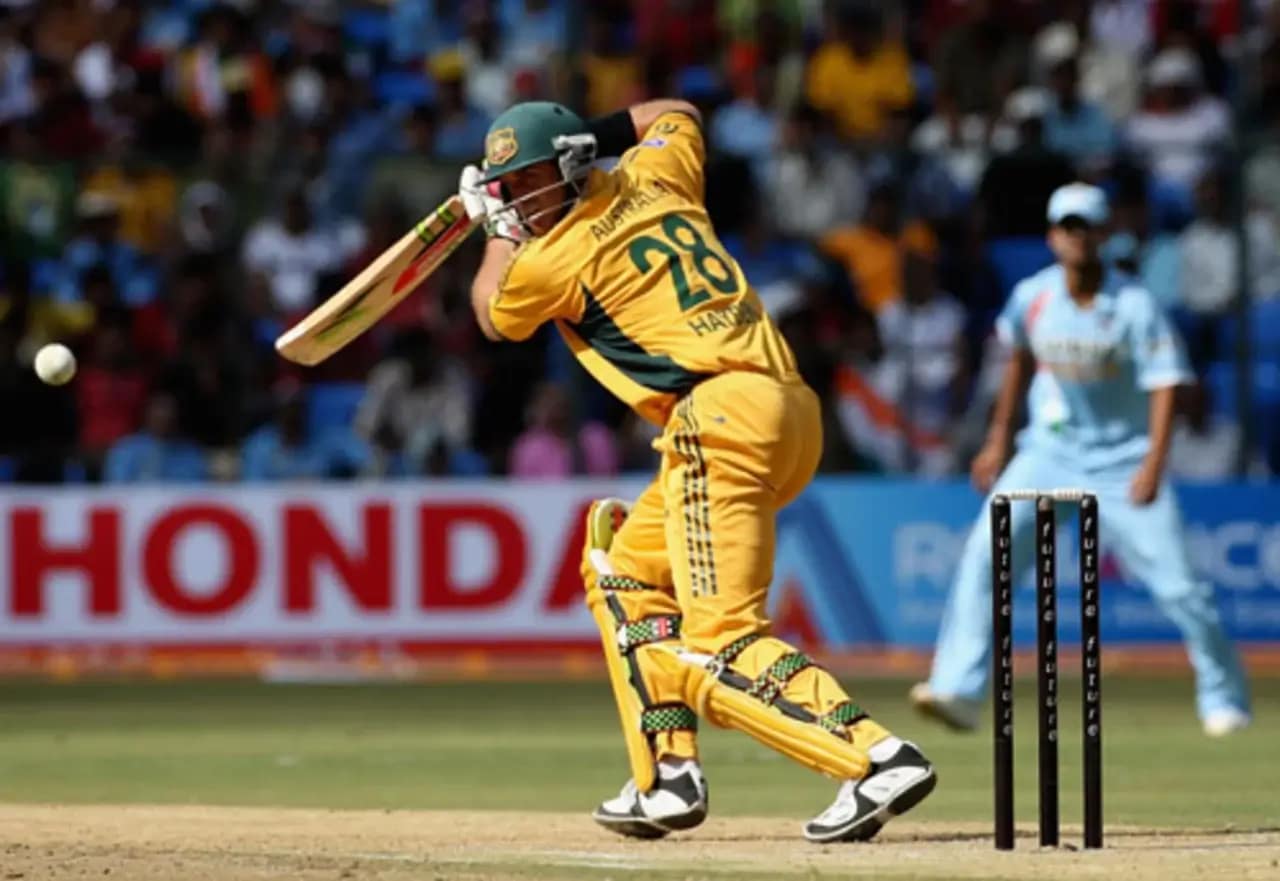 Matthew Hayden plays shot