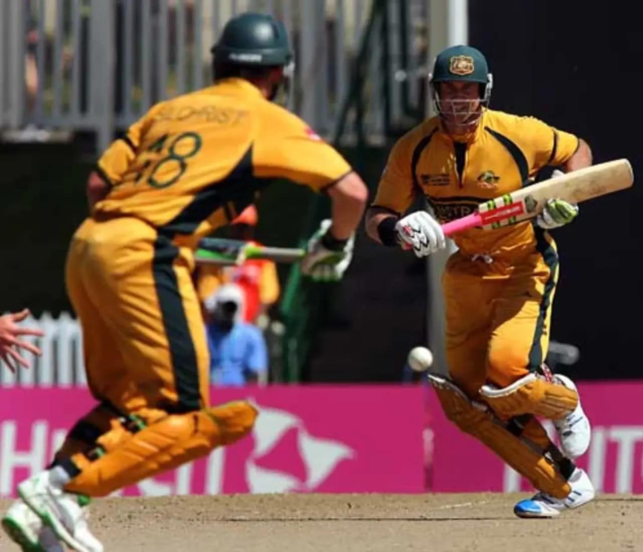 Matthew Hayden with Adam Gilchrist